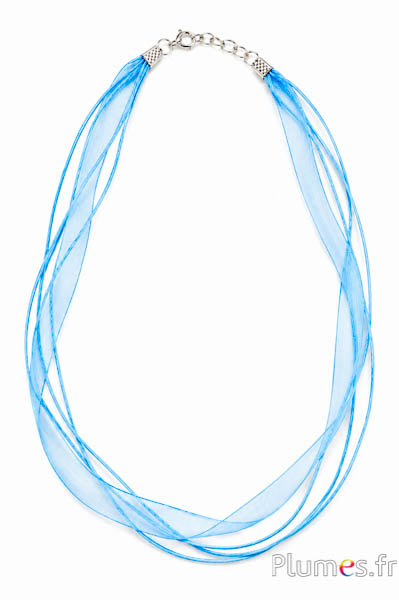 Halsketting van oganza - lengte 45 cm - hemelsblauw